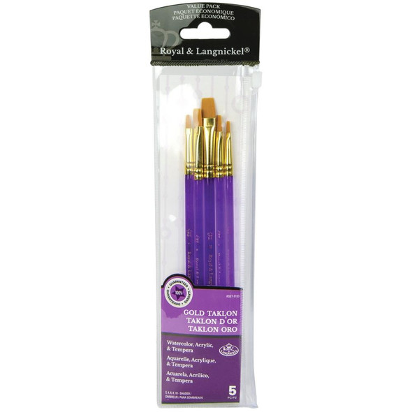 OakridgeStores.com | ROYAL BRUSH - Royal Langnickel Gold Taklon Value Pack Brush Set - 5 per Package (9133) 090672226358