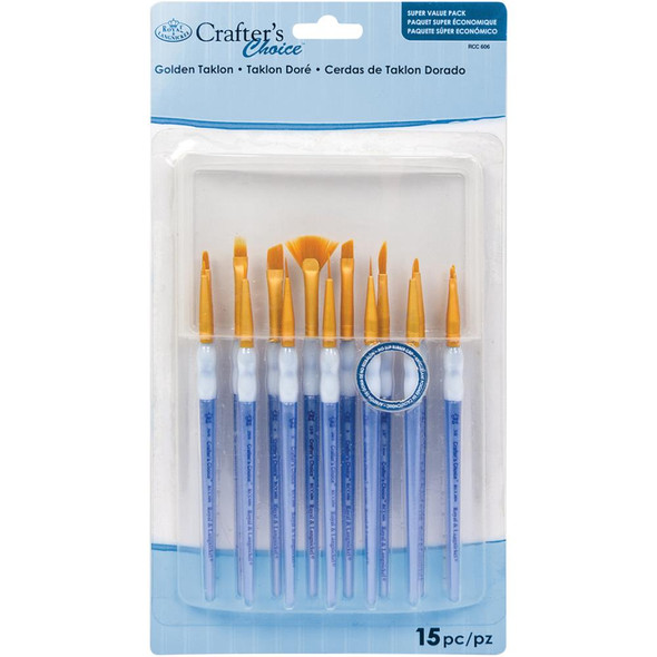 OakridgeStores.com | ROYAL BRUSH - Crafter's Choice Mini Gold Taklon Brush Value Set - 15 per Package (RCC606) 090672364593