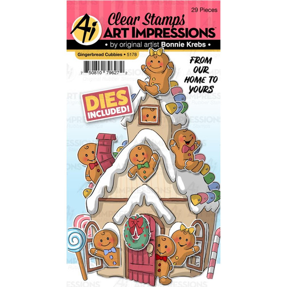 OakridgeStores.com | Art Impressions - Critter Cubbies Clear Stamp & Die Set - Gingerbread (AI5178) 750810796272