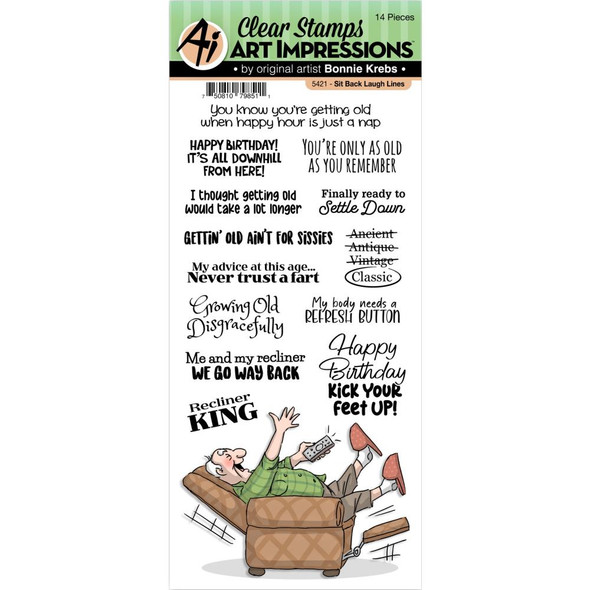 OakridgeStores.com | Art Impressions - Laugh Lines Clear Stamp - Sit Back (AI5421) 750810798511