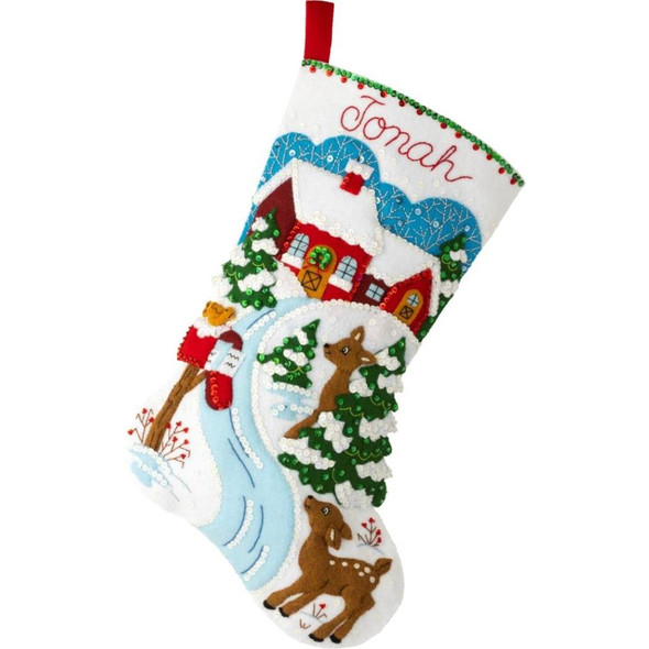 OakridgeStores.com | Bucilla - Felt Stocking Applique Kit 18" Long - Winter Days (89464E) 046109894645