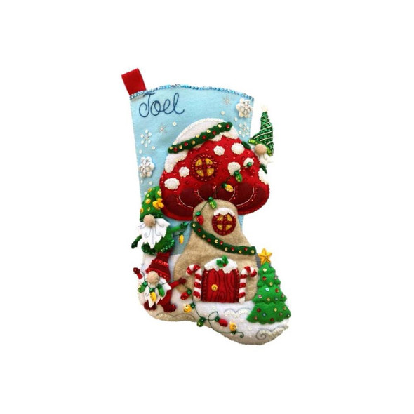 OakridgeStores.com | Bucilla - Felt Stocking Applique Kit 18" Long - Gnome For Christmas (89473E) 046109894737
