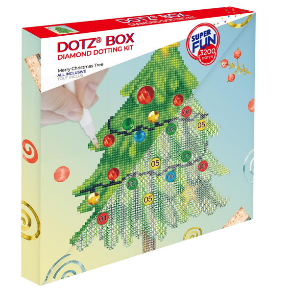 OakridgeStores.com | Diamond Dotz - Diamond Art Box Kit 11"X11" - Merry Christmas Tree (DBX049) 4895225924509