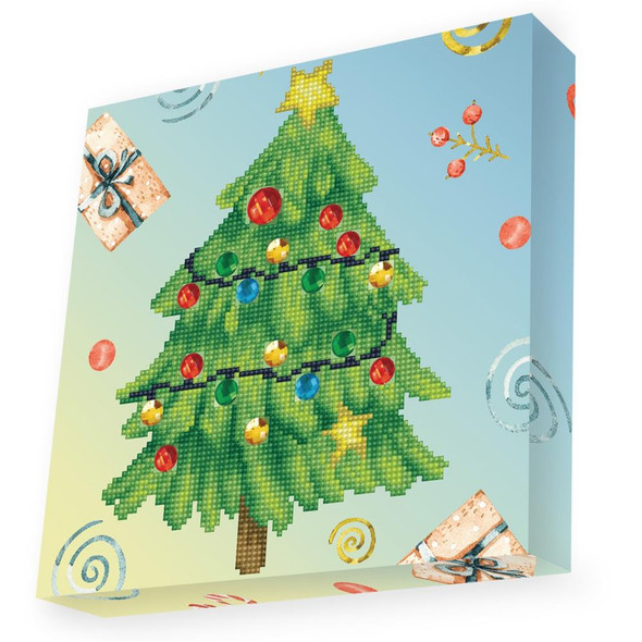 OakridgeStores.com | Diamond Dotz - Diamond Art Box Kit 11"X11" - Merry Christmas Tree (DBX049) 4895225924509