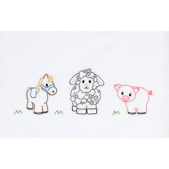 OakridgeStores.com | Jack Dempsey - Children's Stamped Pillowcase W/Perle Edge - Farm Friends (1605 939) 013155869392