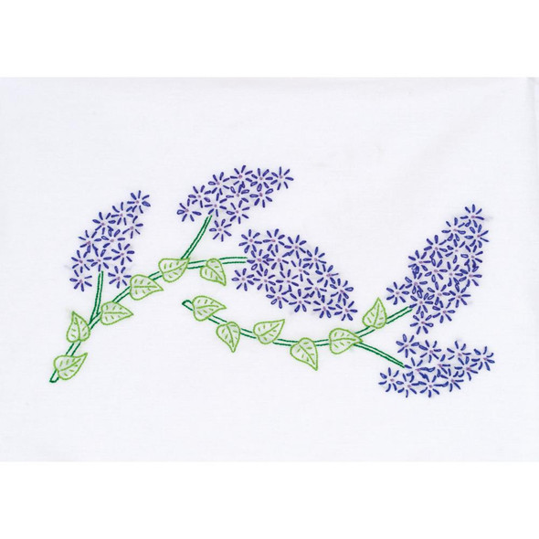 OakridgeStores.com | Jack Dempsey - Stamped Pillowcases W/White Lace Edge 2/Pkg - Lilacs (1800 720) 013155877205