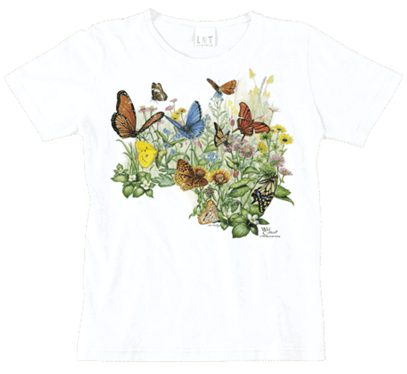 OakridgeStores.com | ATLAS SCREEN PRINTING - Butterfly Garden Ladies Scoop Neck T-shirt -LG (WC124NLG) 842648007634