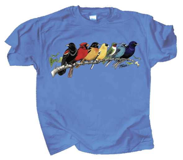 OakridgeStores.com | ATLAS SCREEN PRINTING - Songbird Spectrum (Birds on a Branch decor) Adult Ladies T-shirt - LG (WC391TLG) 842648004275