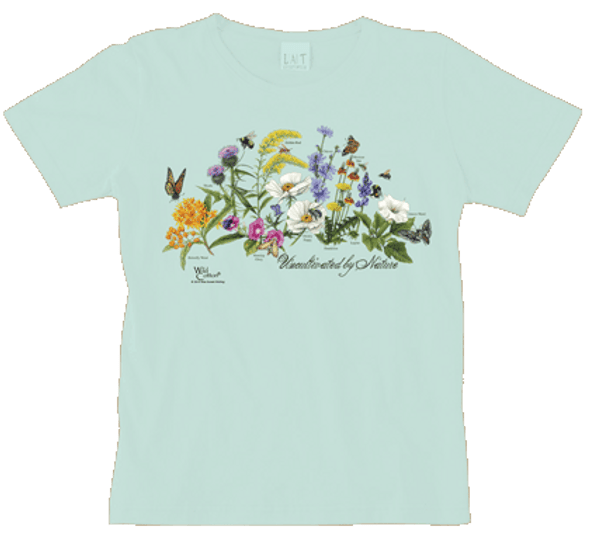 OakridgeStores.com | ATLAS SCREEN PRINTING - Uncultivated by Nature (Wildflowers and Pollinators) Ladies Scoop Neck T-shirt - LG (WC544NLG) 842648047517
