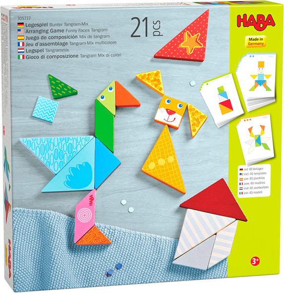 OakridgeStores.com | HABA USA - Funny Faces Tangram Wooden Tile Arranging Game (305777) 4010168253305