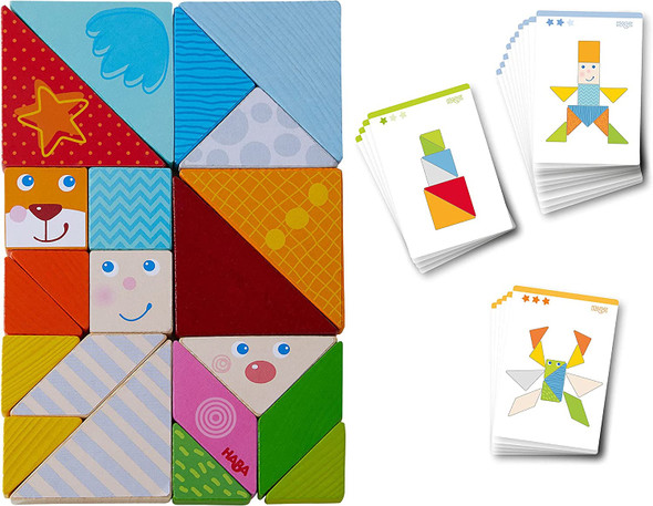 OakridgeStores.com | HABA USA - Funny Faces Tangram Wooden Tile Arranging Game (305777) 4010168253305