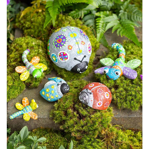 OakridgeStores.com | HEARTHSONG - Color Pop Paint-Your-Own Rocks Ladybugs and Dragonflies - Pet Rock Craft Kit (CG733324) 810019082139