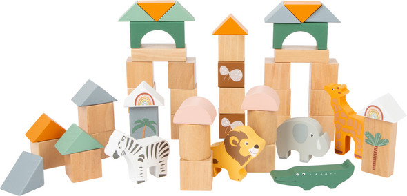 OakridgeStores.com | LEGLER small foot Toys - Wooden Building Blocks Playset - Safari Theme - 50 Pc. (11699) 4020972116994