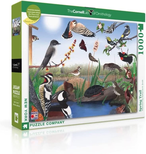 OakridgeStores.com | NEW YORK PUZZLE CO. - Cornell Lab Spring Trail (Birds) - 1000 Piece Jigsaw Puzzle (CB2267) 819844019570