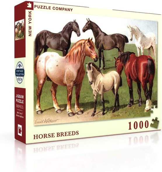 OakridgeStores.com | NEW YORK PUZZLE CO. - Vintage Images Horse Breeds - 1000 Piece Jigsaw Puzzle (PD1879) 819844015077