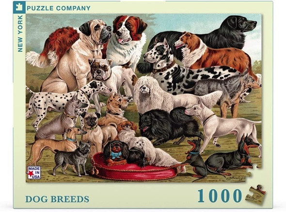 OakridgeStores.com | NEW YORK PUZZLE CO. - Vintage Images Dog Breeds - 1000 Piece Jigsaw Puzzle (PD1880) 819844015084