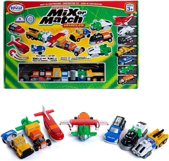 OakridgeStores.com | POPULAR PLAYTHINGS - Deluxe Mix & Match Vehicles Green, Magnetic Toy Play Set - 2 (21 Pieces) (60313) 755828603130