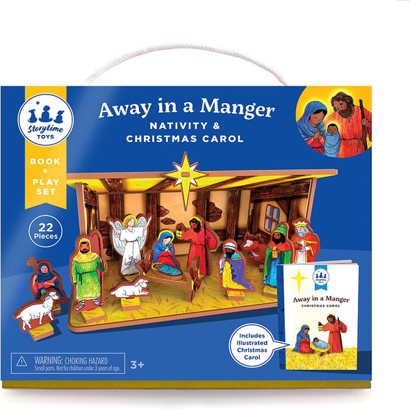 OakridgeStores.com | STORYTIME TOYS - Away in Manger (Christmas Carol) Nativity & Storybook - 3D Puzzle - Book / Playset (BPAM)