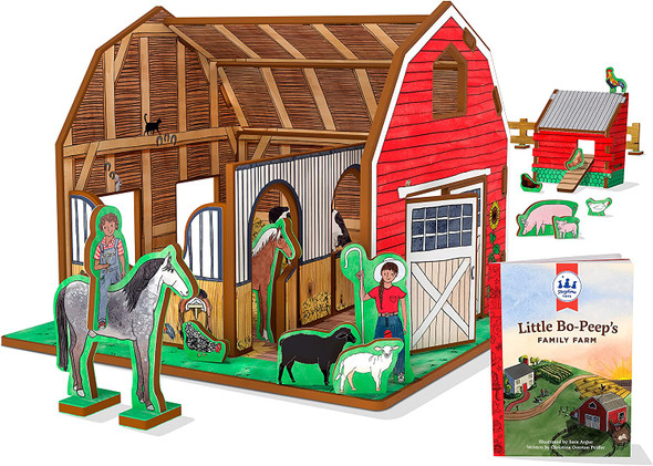 OakridgeStores.com | STORYTIME TOYS - Little Bo-Peep's Family Farm & Storybook - 3D Puzzle - Book / Playset (BPBP)