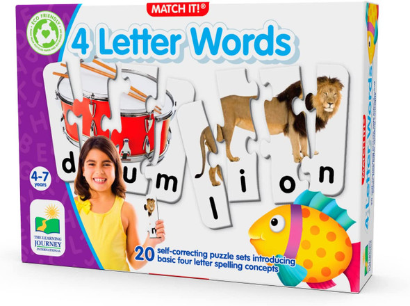 OakridgeStores.com | THE LEARNING JOURNEY - Match It! 4 Letter Words - 4 Piece Spelling Jigsaw Puzzles (Large Flash Cards)(20) (112458) 657092112458
