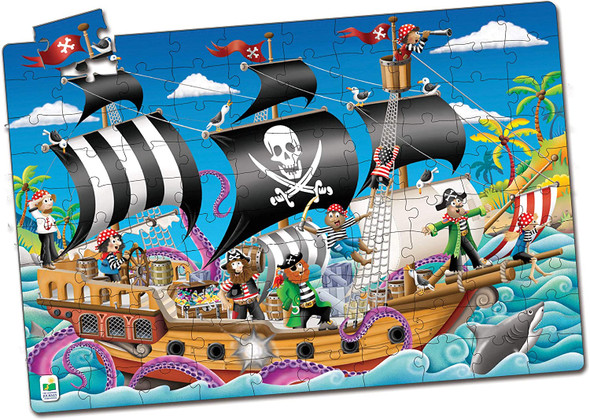 OakridgeStores.com | THE LEARNING JOURNEY - Puzzle Doubles - Pirate Ship - Glow In The Dark - 100 Piece Floor Jigsaw Puzzle (113851) 657092113851
