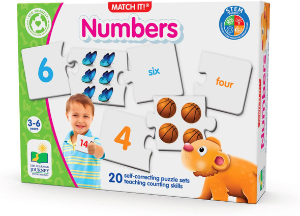 OakridgeStores.com | THE LEARNING JOURNEY - Match It! Numbers- 3 Piece Counting Jigsaw Puzzles (Large Flash Cards)(20) (116432) 657092116432