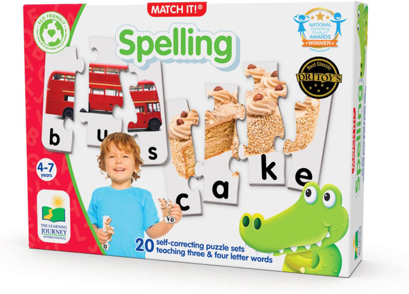 OakridgeStores.com | THE LEARNING JOURNEY - Match It! Spelling - 3 & 4 Piece Word Spelling Jigsaw Puzzles (Large Flash Cards)(20) (119648) 657092119648
