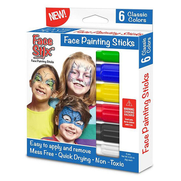 OakridgeStores.com | THE PENCIL GRIP - Face Stix - Face Painting Sticks - 6 Color Marker Set (633) 634901006337