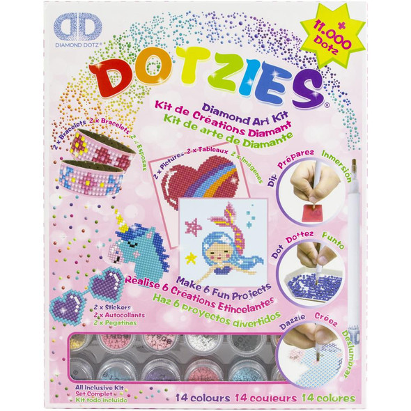 OakridgeStores.com | Diamond Dotz - DOTZIES Diamond Art Variety Craft Kit 6 Projects - Pink (DTZ10001) 4897073245331