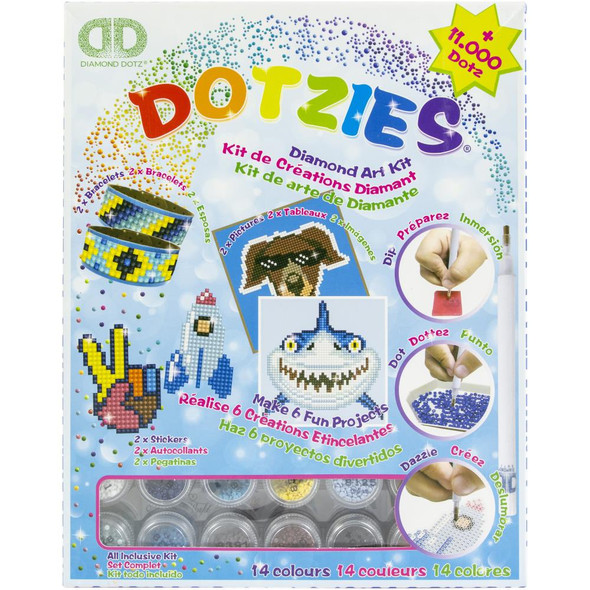 OakridgeStores.com | Diamond Dotz - DOTZIES Diamond Art Variety Craft Kit 6 Projects - Blue (DTZ10002) 4897073245348