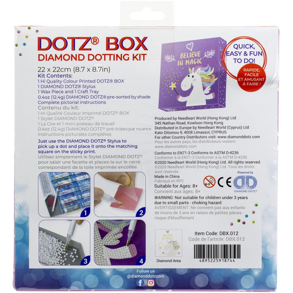 OakridgeStores.com | Diamond Dotz - Diamond Art Box Craft Kit 8.6"X8.6" - Believe In Magic (DBX012) 4895225918744