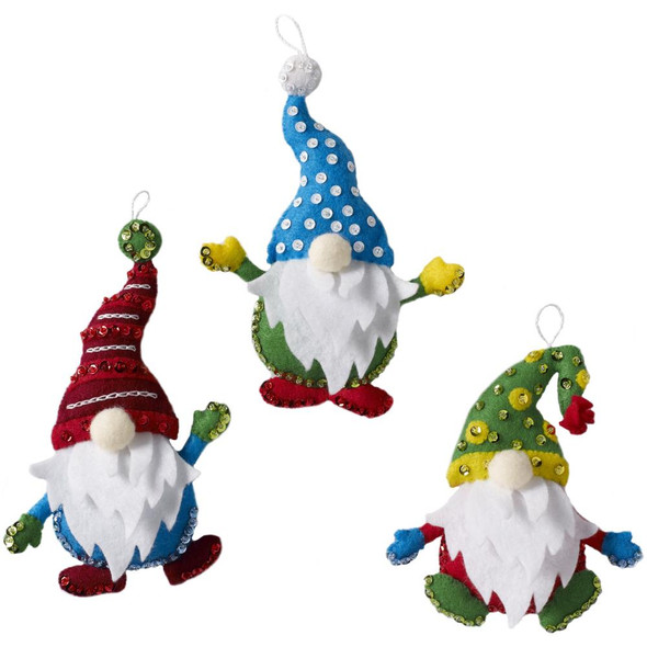 OakridgeStores.com | Bucilla - Felt Ornaments Applique Craft Kit Set Of 6 - Christmas Gnomes (89298E) 046109892986