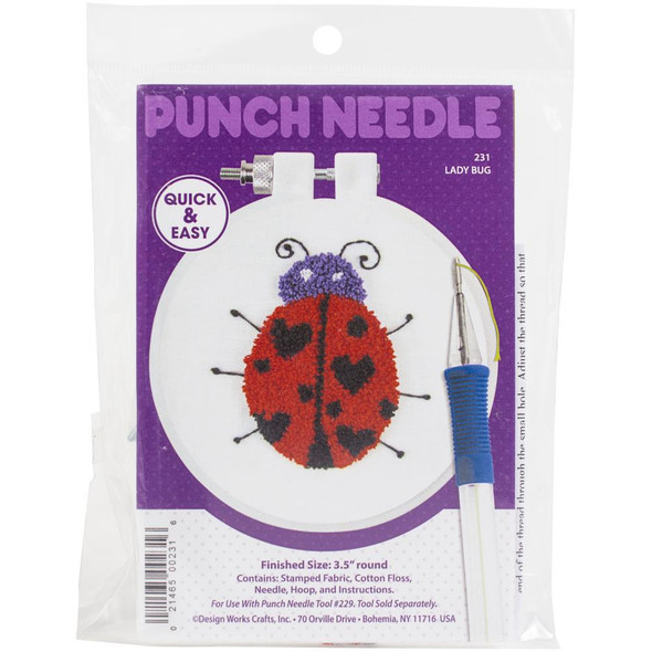 OakridgeStores.com | Design Works - Punch Needle Craft Kit 3.5" Round - Lady Bug (DW231) 021465002316