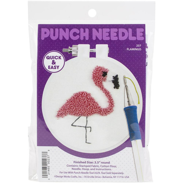 OakridgeStores.com | Design Works - Punch Needle Craft Kit 3.5" Round - Flamingo (DW237) 021465002378