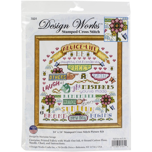 OakridgeStores.com | Janlynn Stamped Cross Stitch Craft Kit 14"X14" - Advice On Life (JL7031) 021465070315