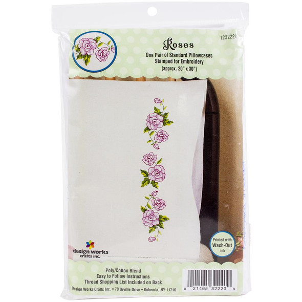 OakridgeStores.com | Tobin Stamped For Embroidery Pillowcase Pair 20"X30" - Roses (T232220) 021465322209