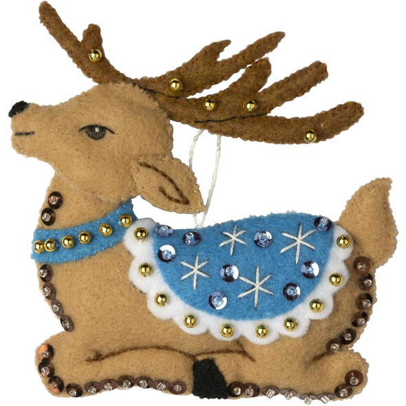OakridgeStores.com | Bucilla - Felt Ornaments Applique Craft Kit Set Of 6 - Festive Reindeer (89299E) 046109892993