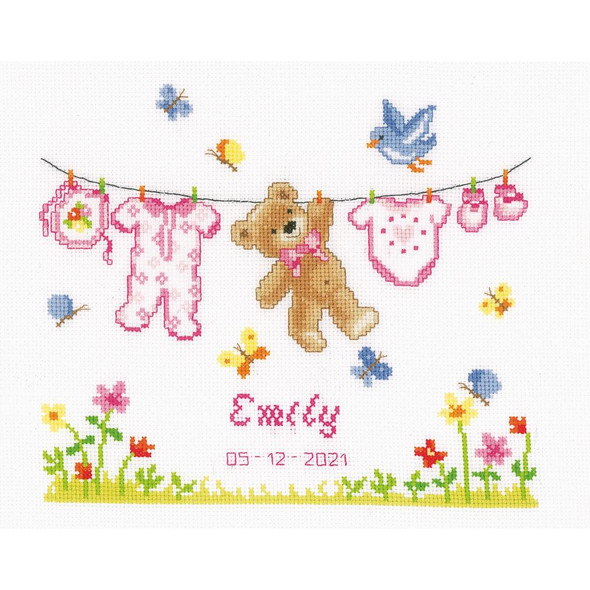 OakridgeStores.com | Vervaco - Counted Cross Stitch Craft Kit 8.8"X8" - Birth Bear Birth Record (14 Count)(V0143329) 5413480880607