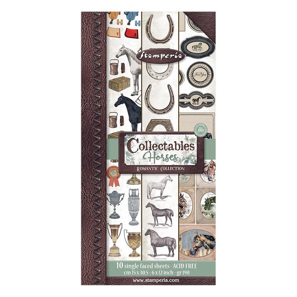 OakridgeStores.com | STAMPERIA - Collectables Single-Sided Paper 6"X12" 10/Pkg - Romantic Horses, 10 Designs/1 Each (SBBV06) 5993110015093