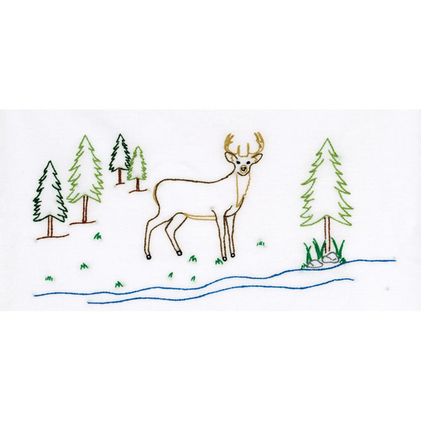 OakridgeStores.com | Jack Dempsey - Stamped Pillowcases W/White Perle Edge 2/Pkg - Deer (1600 688) 013155856880