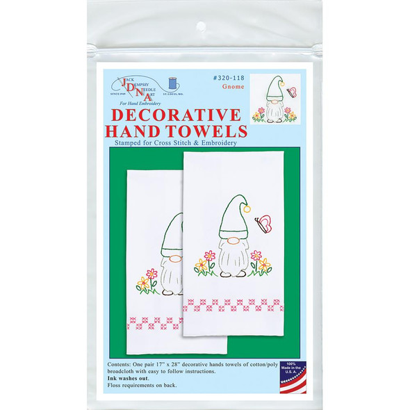 OakridgeStores.com | Jack Dempsey - Stamped Decorative Hand Towel Pair 17"X28" - Gnome (320-118) 013155021189