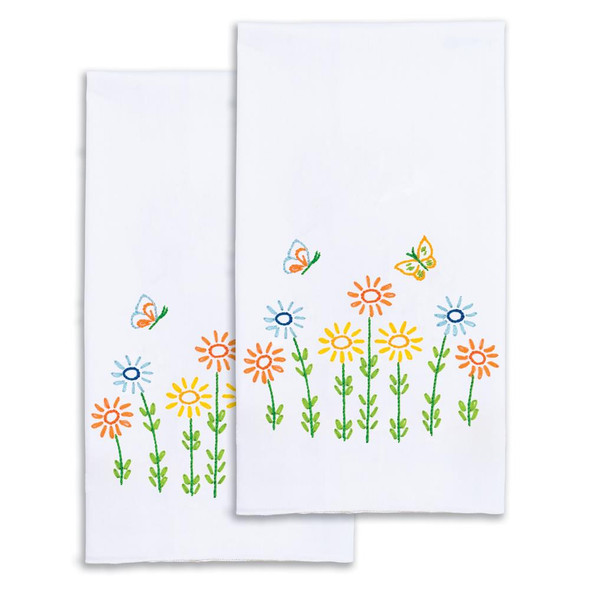 OakridgeStores.com | Jack Dempsey - Stamped Decorative Hand Towel Pair 17"X28" - Field of Flowers (320-928) 013155029284