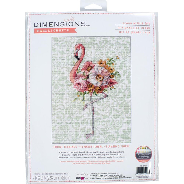 OakridgeStores.com | Dimensions - Counted Cross Stitch Craft Kit 9"X12" - Floral Flamingo (14 Count) (70-35409) 088677354091