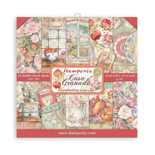 OakridgeStores.com | STAMPERIA - Double-Sided Paper Pad 12"X12" 10/Pkg - Casa Granada, 10 Designs/1 Each (SBBL99) 5993110019503