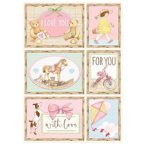 OakridgeStores.com | STAMPERIA - Rice Paper Sheet A4 - Cards Pink, Day Dream (sold as 6 sheets) (DFSA4679) 5993110020639