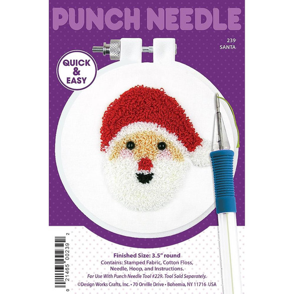 OakridgeStores.com | Design Works - Punch Needle Craft Kit 3.5" Round - Santa (DW239) 021465002392