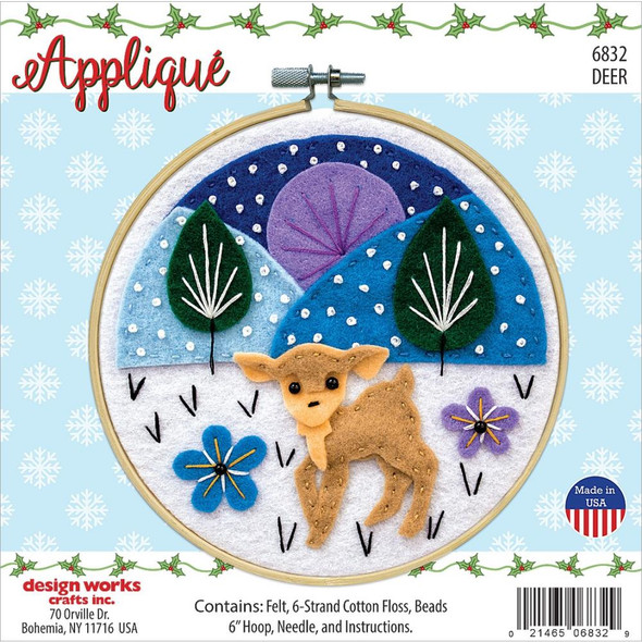 OakridgeStores.com | Design Works - Felt Applique Craft Kit 6" Round - Deer Scene (DW6832) 021465068329