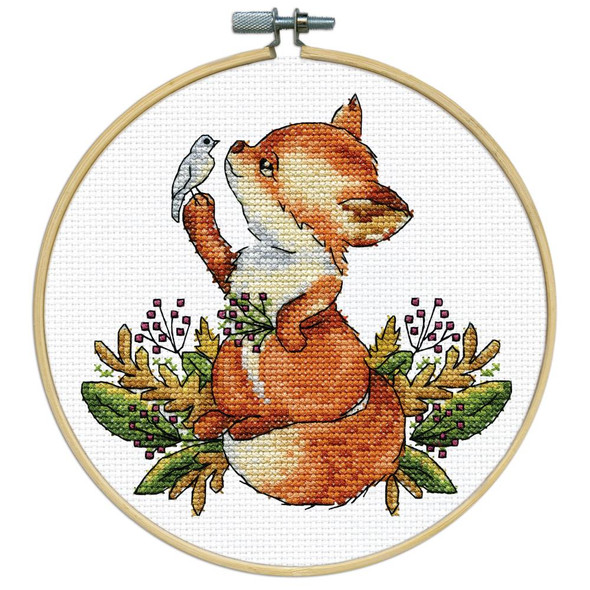 OakridgeStores.com | Design Works - Counted Cross Stitch Craft Kit 8" Round - Fox (11 Count) (DW7044) 021465070445