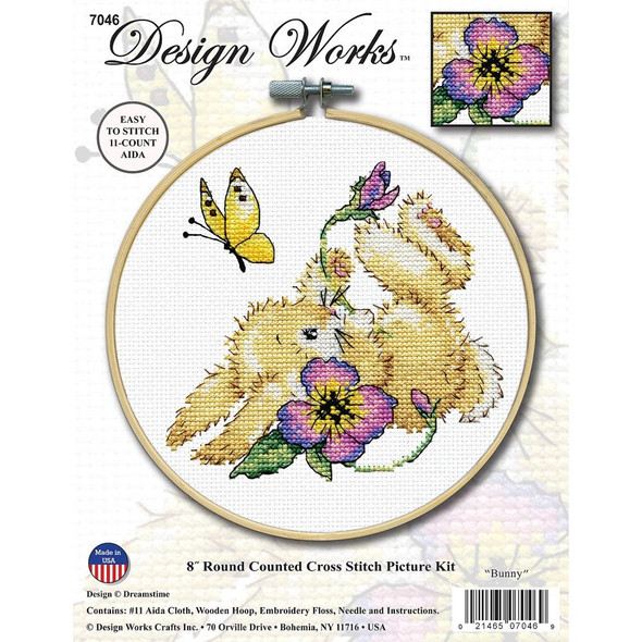 OakridgeStores.com | Design Works - Counted Cross Stitch Craft Kit 8" Round - Bunny (11 Count) (DW7046) 021465070469