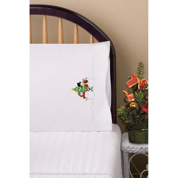 OakridgeStores.com | Tobin Stamped For Embroidery Pillowcase Pair 20"X30" - Snow Couple (T232230) 021465322308